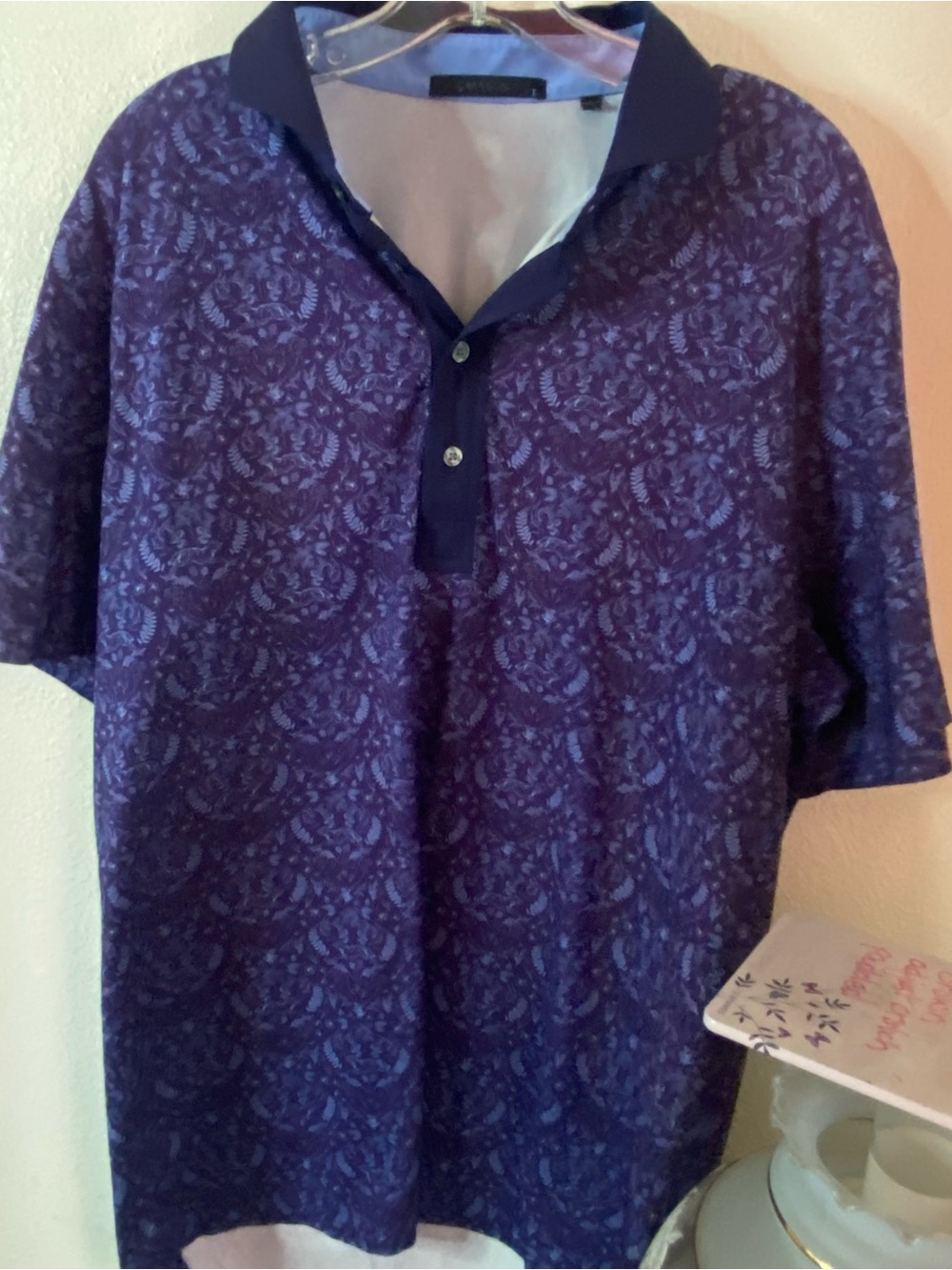 Greyson Men's Purple Patterned Polo Golf Shirt Size Large